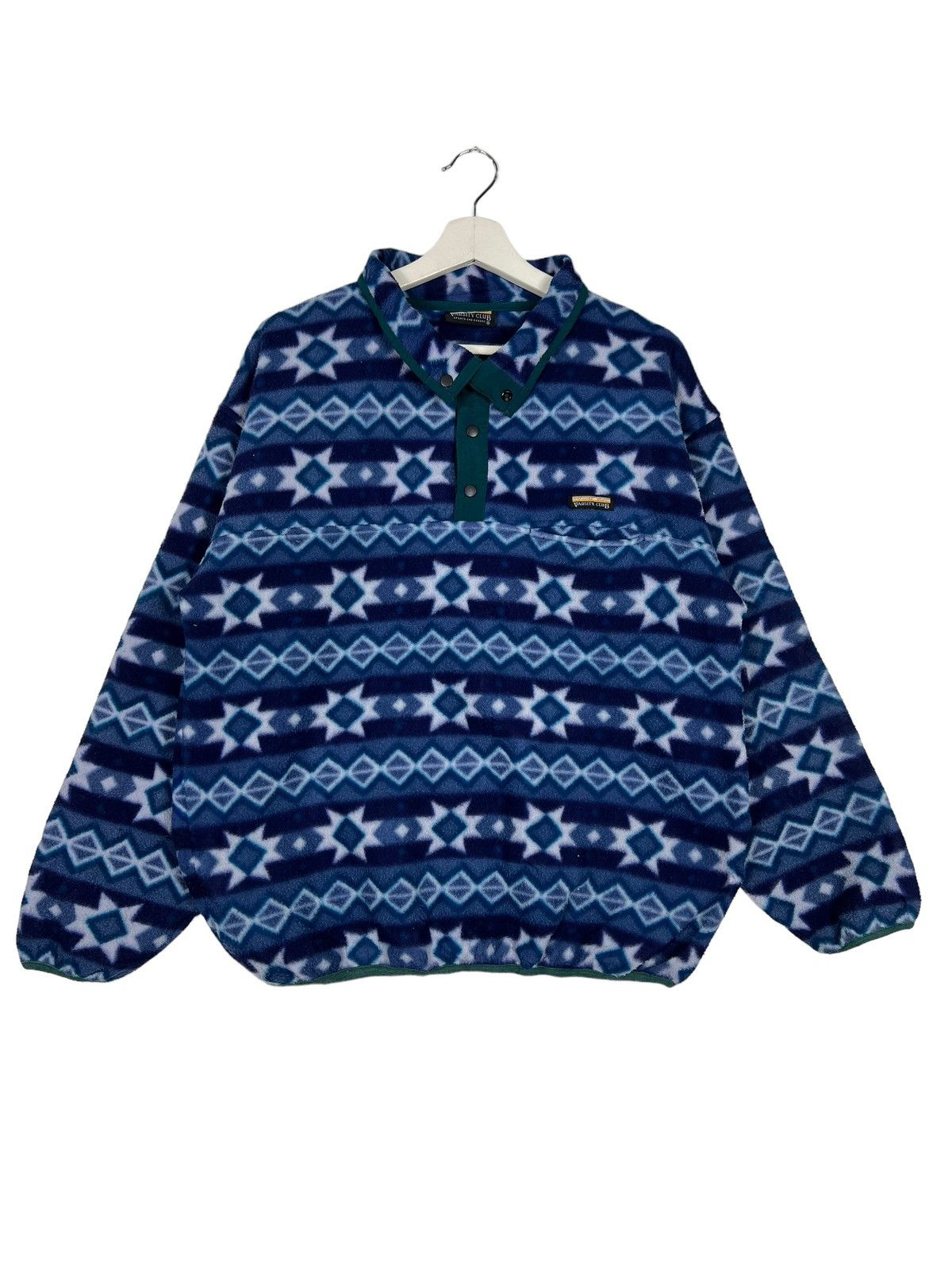 Japanese Brand 🔥VINTAGE ANORAK HALF SNAPPED PRINTED FLEECE BY VARSITY CLUB Size US M / EU 48-50 / 2 - 2 Thumbnail