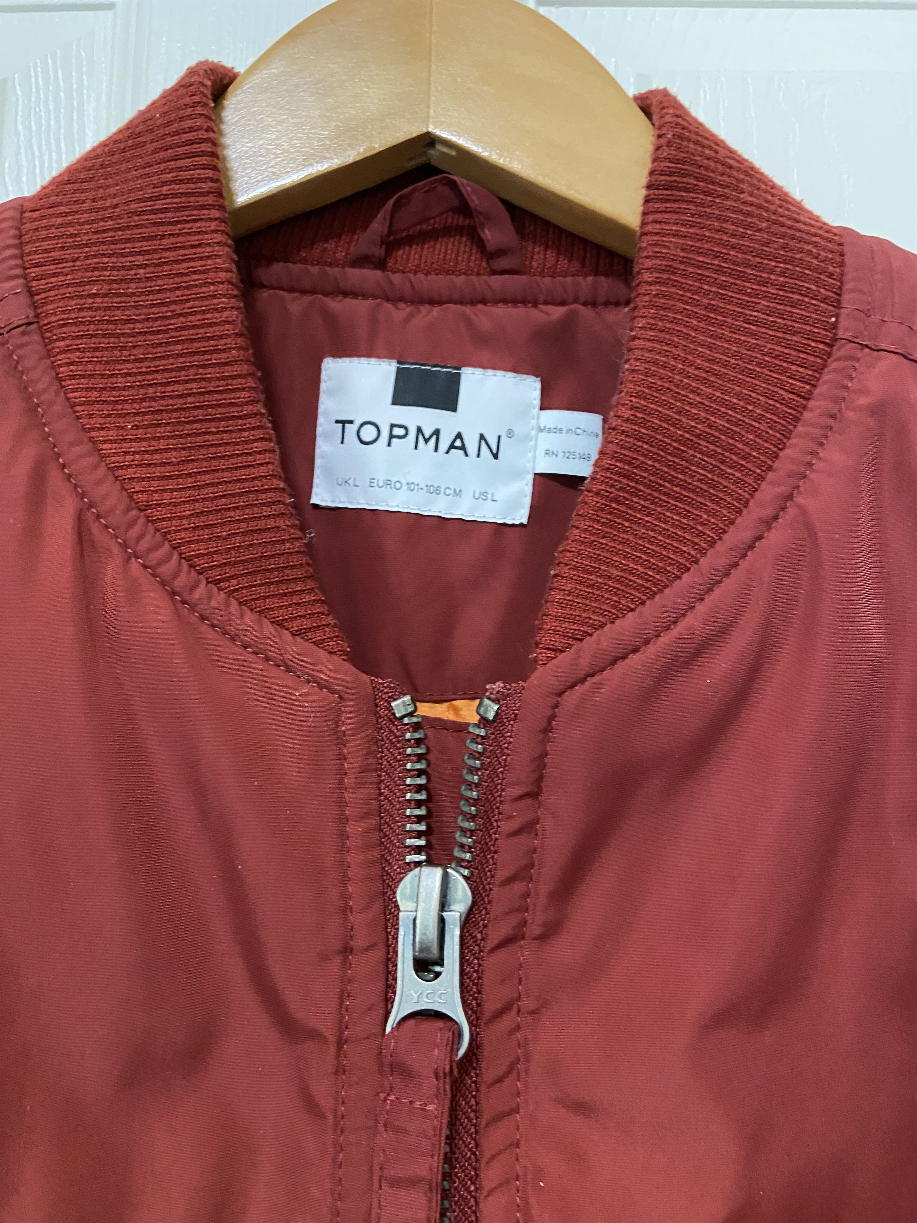 Topman Topman Burgundy Nylon Bomber Jacket Men’s Large Size US L / EU 52-54 / 3 - 3 Thumbnail