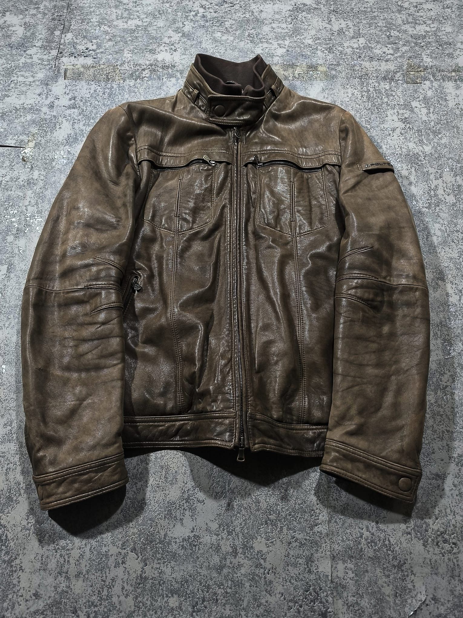Peuterey Vtg Peuterey Biker Brown Leather Jacket Avantgarde Designer Size US L / EU 52-54 / 3 - 1 Thumbnail