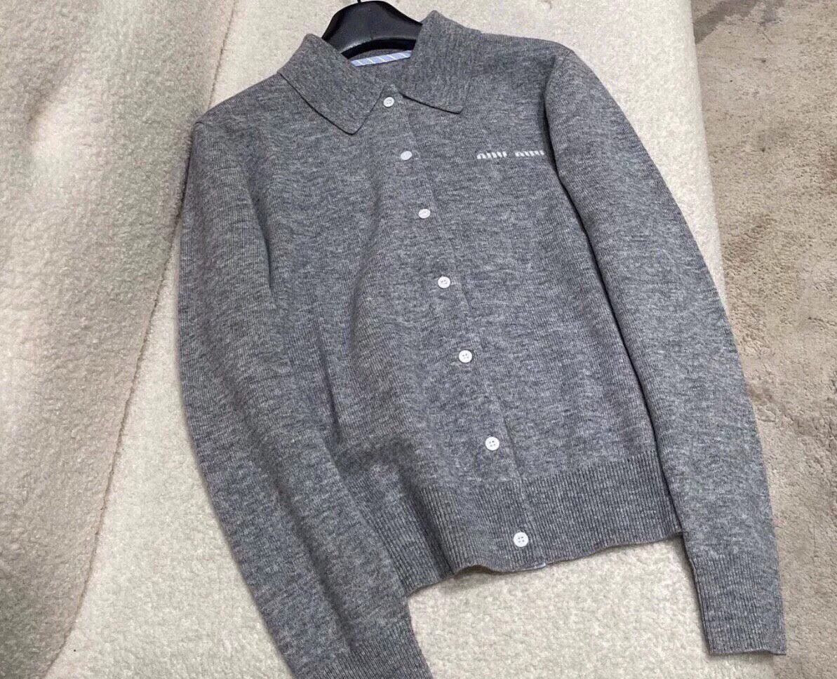 Miu Miu Miu Miu Gray Knit Cardigan Size M / US 6-8 / IT 42-44 - 1 Thumbnail