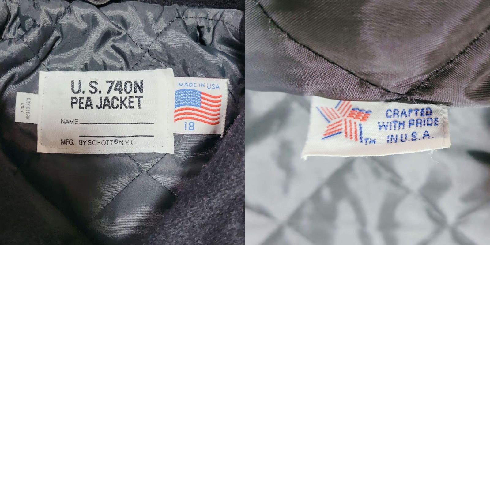 Schott VINTAGE Schott 740N Pea Coat Jacket Double Breasted Melton Wool Black M Japan Mens Coat Size US M / EU 48-50 / 2 - 8 Thumbnail