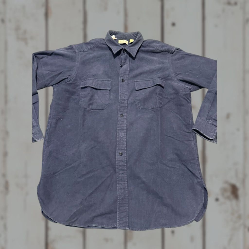 Vintage VINTAGE L.L. Bean Chamois Cloth Shirt Mens 17 Tall XL Navy Blue Made in USA 90s Size XXL / US 16-18 / IT 52-54 - 1 Thumbnail