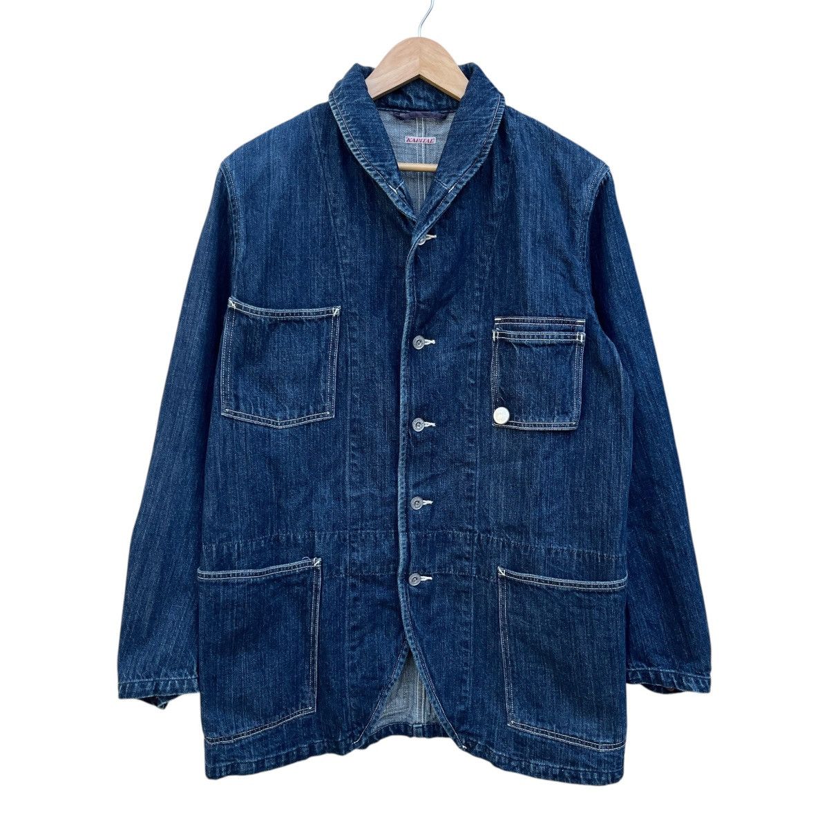 Kapital Kapital Indigo USN Shawl Collar Chore Denim Jacket Size US M / EU 48-50 / 2 - 1 Thumbnail