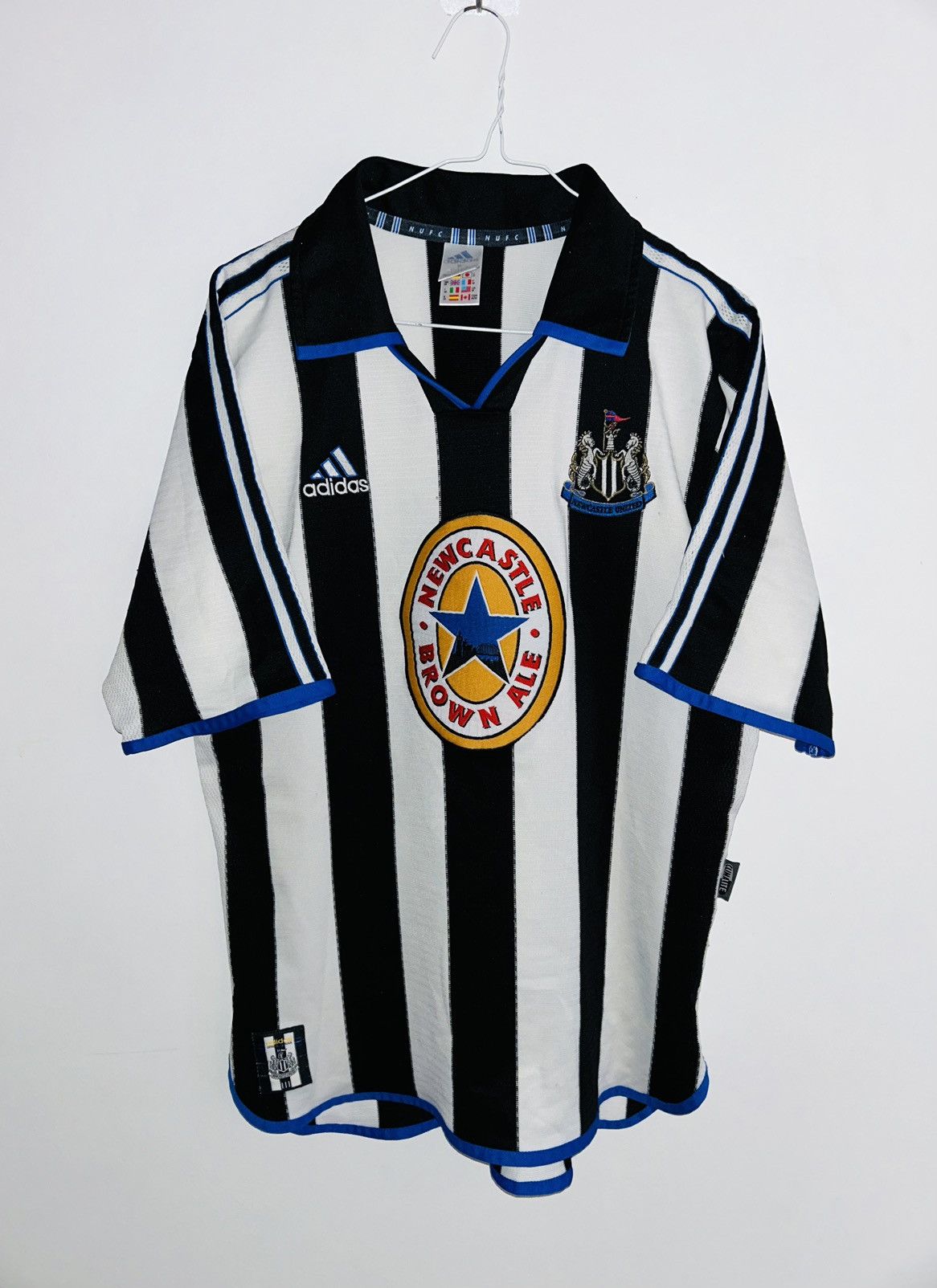 image of Soccer Jersey x Vintage New Castle 1999/00 Home in Black White, Men's (Size Medium)