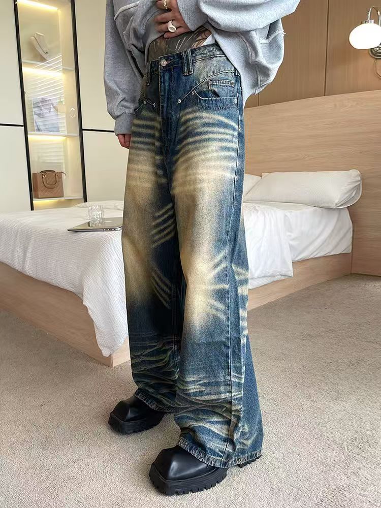 Japanese Brand × Jean Street washed vintage distressed straight jeans y2k Size US 32 / EU 48 - 1 Thumbnail