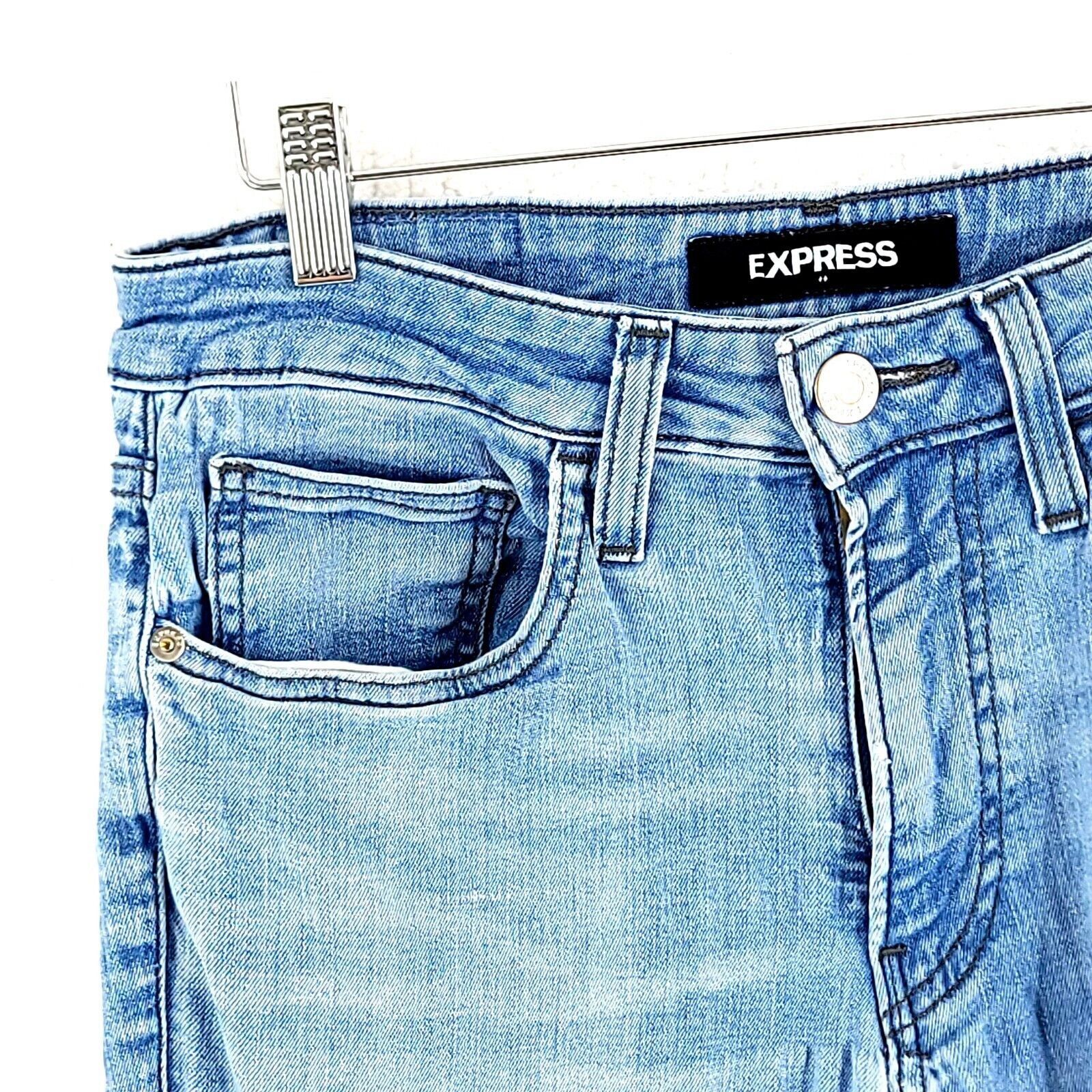 Express DAMAGED Express Light Blue Stone Wash Whisker Mid Rise Denim Size US 30 / EU 46 - 2 Thumbnail