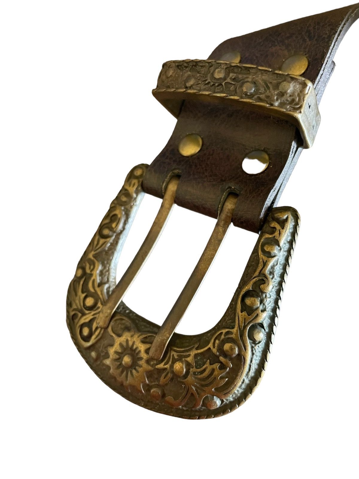 Beauty Beast × Hysteric Glamour Vintage Western leather Belt Bronze Sterling Studded Rivet Size ONE SIZE - 8 Thumbnail