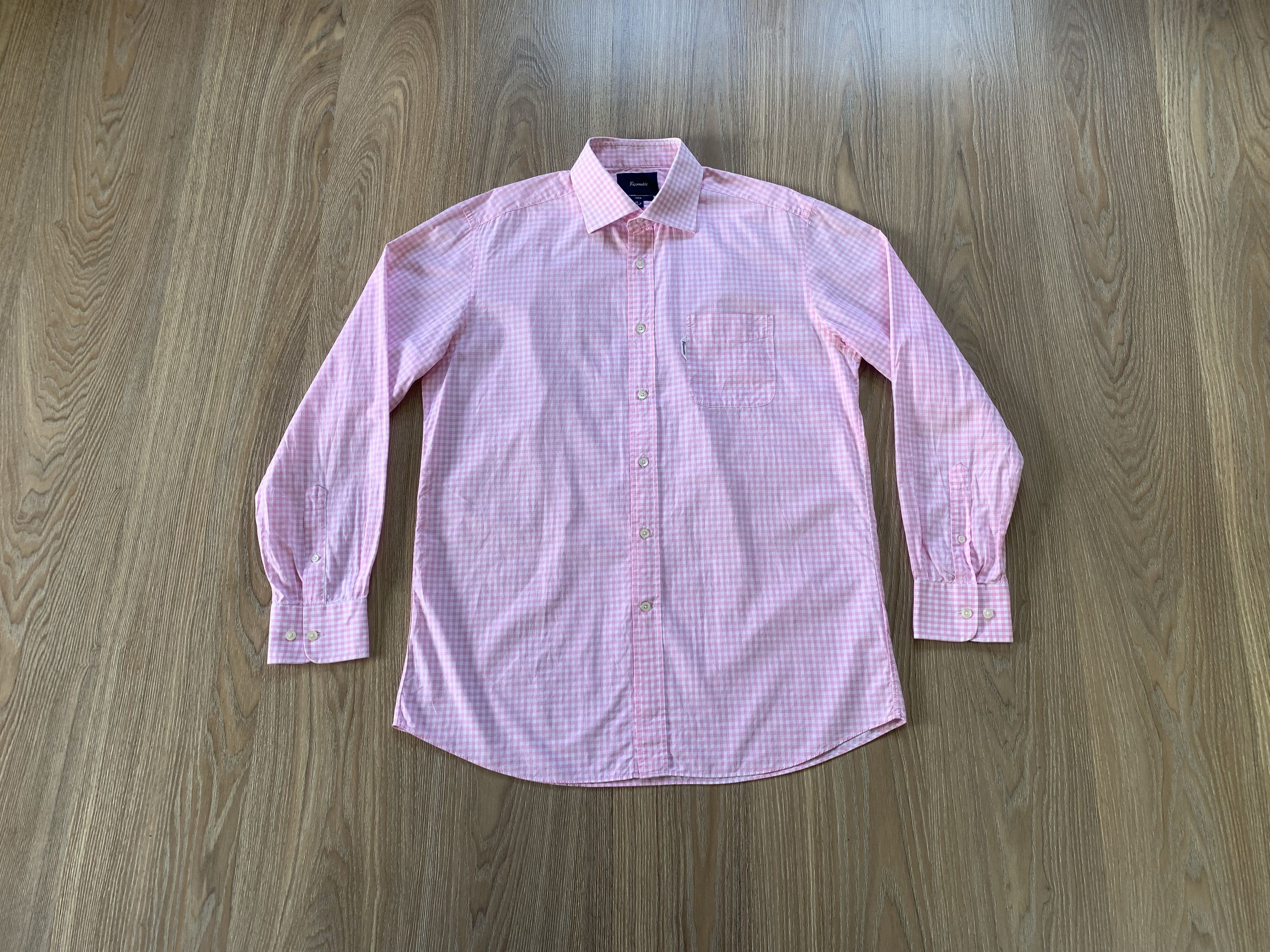 Faconnable Faconnable Club Mens Pink Plaid Long Sleeve Shirt Size US M / EU 48-50 / 2 - 10 Thumbnail