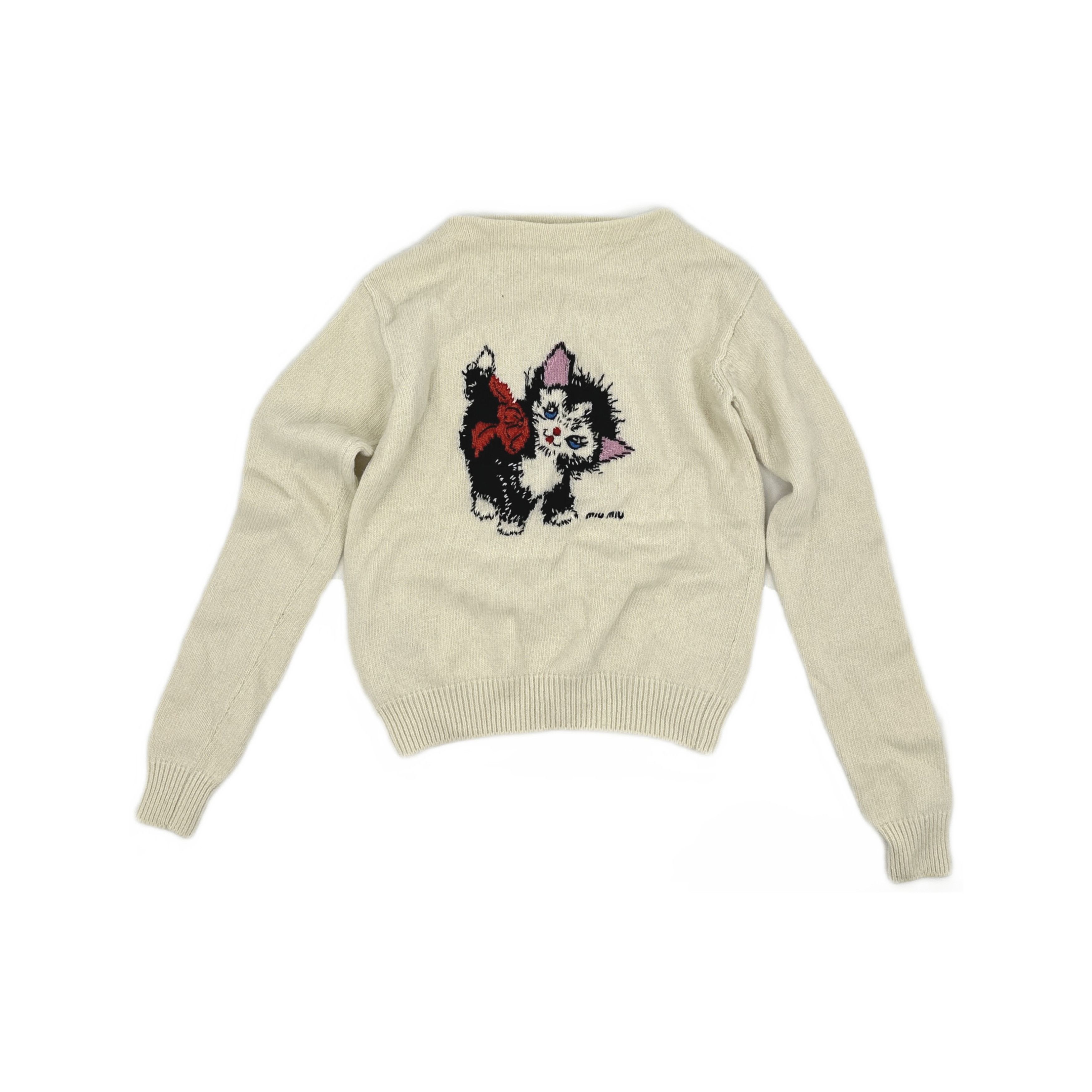 Miu Miu Miu Miu Cat Graphic Sweater Size 36 Size XS / US 0-2 / IT 36-38 - 1 Thumbnail