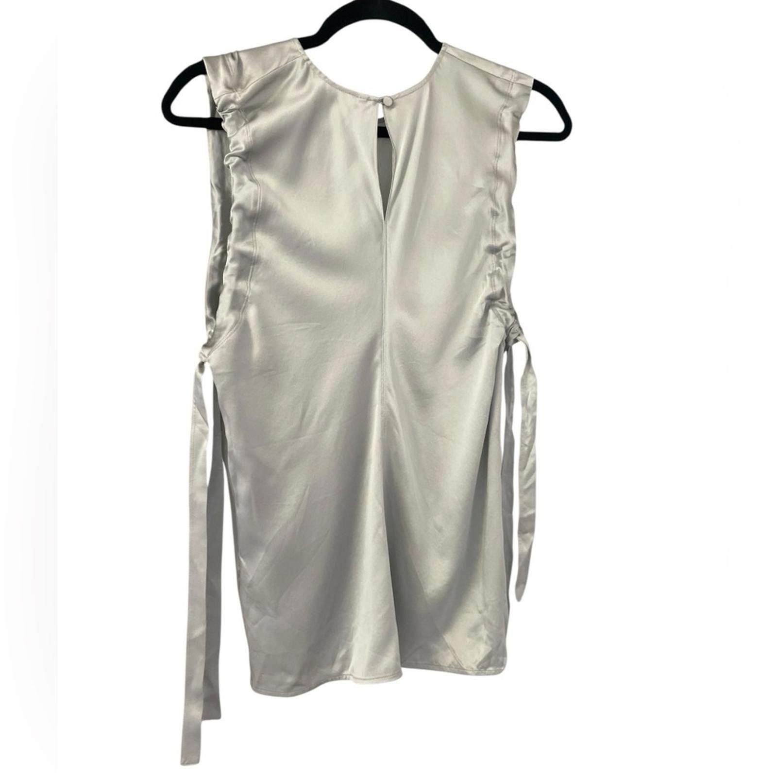 Helmut Lang 🩶 Helmut Lang 100% Silk Sleeveless Top w/ Side Ties Size L / US 10 / IT 46 - 3 Thumbnail