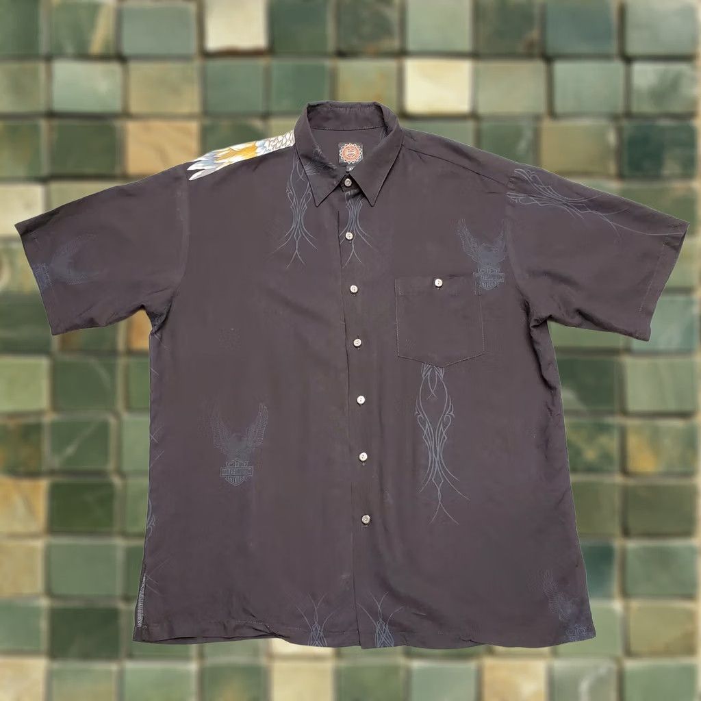 Tori Richard Harley Davidson Shirt Mens XL Black Eagle Button Up VTG USA Tori Richard VTG USA Button-Up, Short Sleeve, Visco Size US XL / EU 56 / 4 - 1 Thumbnail