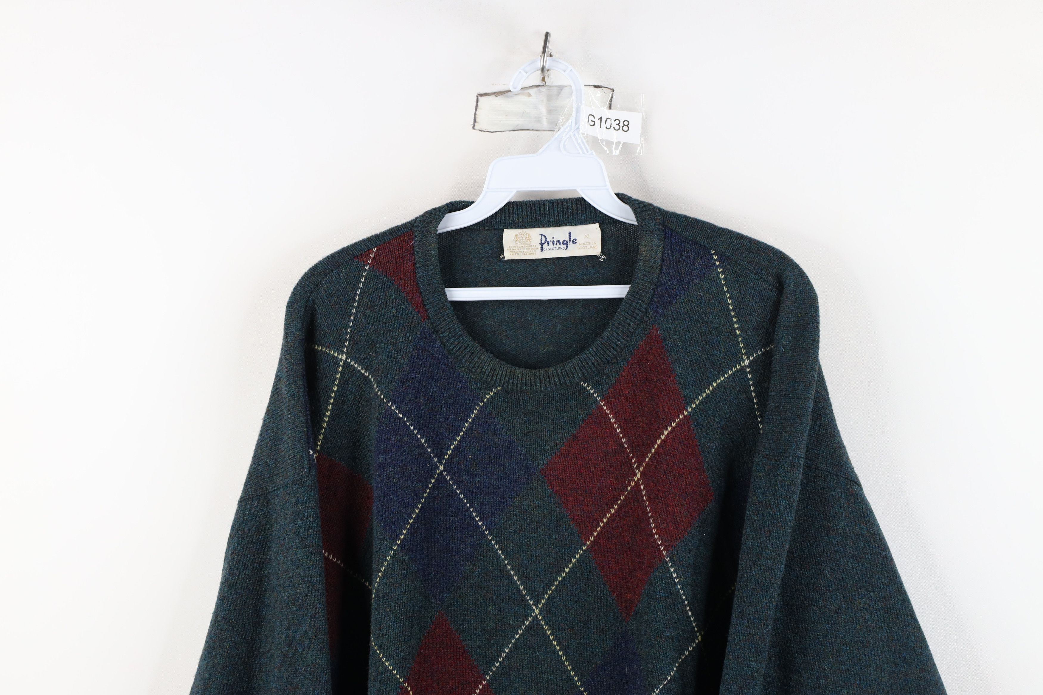 Vintage Vintage 90s Streetwear Argyle Crewneck Sweater Scotland Size US XL / EU 56 / 4 - 2 Thumbnail
