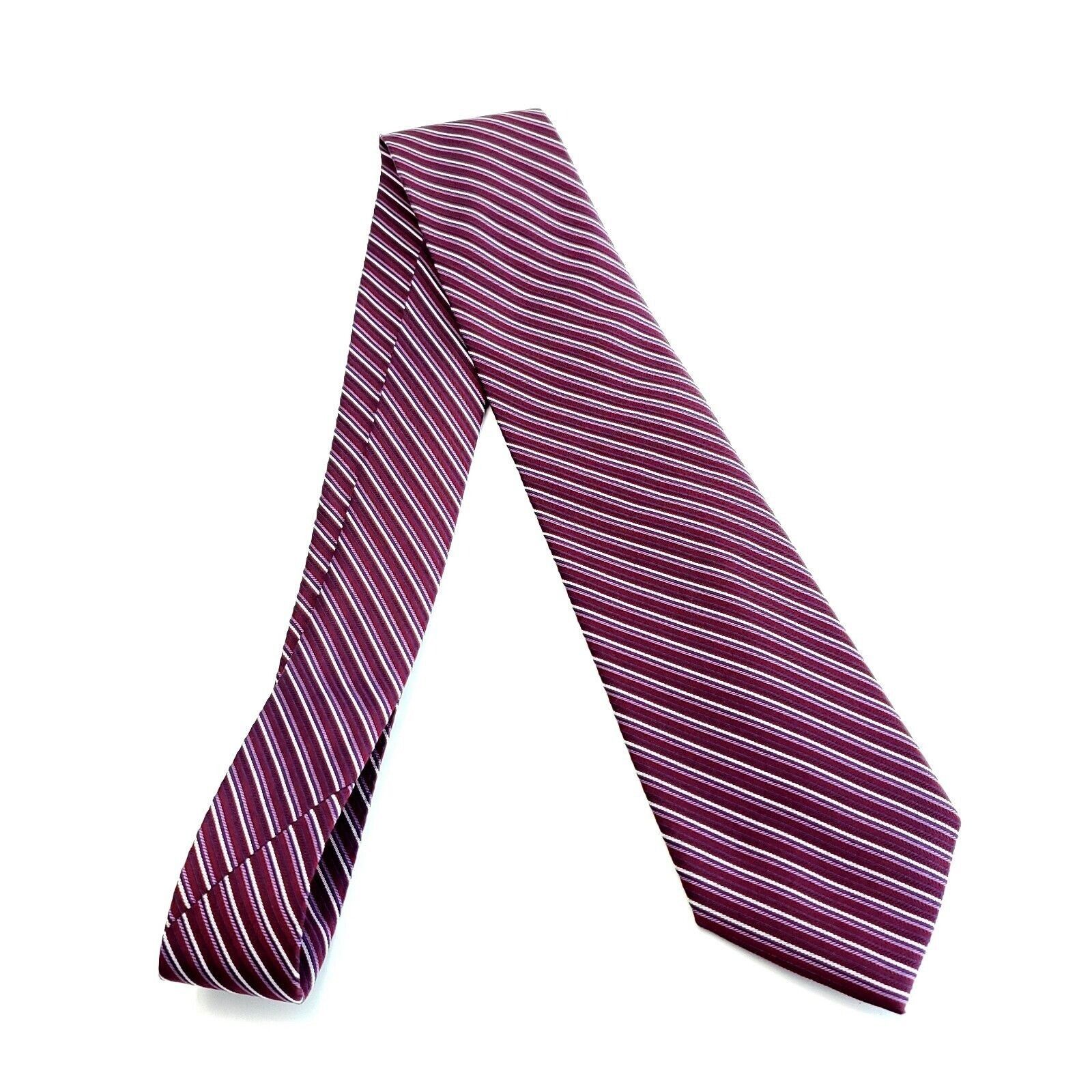 Calvin Klein Calvin Klein Purple Woven Striped Silk Tie Size ONE SIZE - 6 Thumbnail