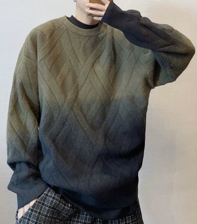 Japanese Brand × Vintage Avant garde fashion punk cable knit gradient effect sweater Size US XXL / EU 58 / 5 - 2 Thumbnail