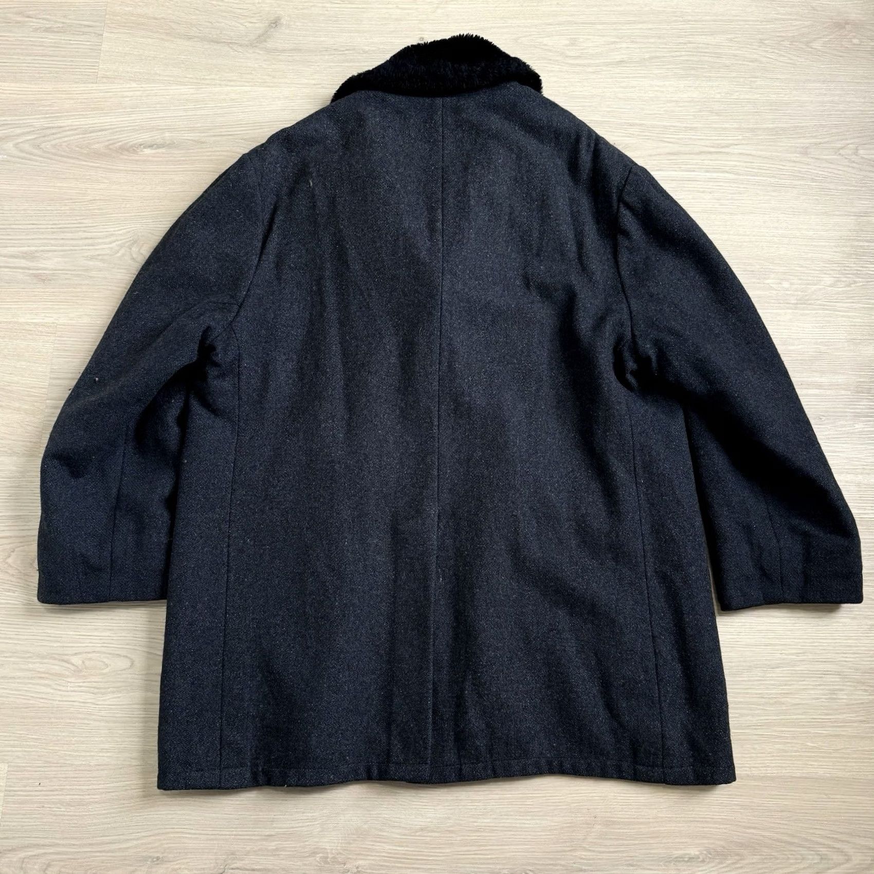 Vintage VINTAGE Lakeland Coat Wool Navy Blue 48 USA Fur Sherpa Lined Car Coat Shawl Collar Mens Size US M / EU 48-50 / 2 - 5 Thumbnail
