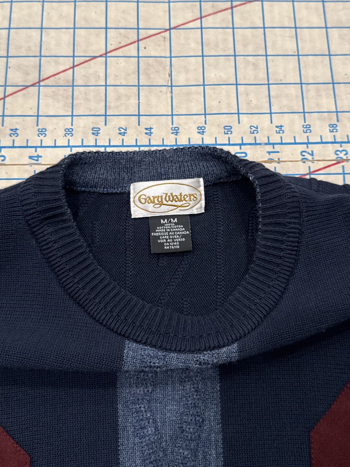 Vintage Vintage Gary Waters Patterned Knit Sweater Navy Mens SizeMed Size US M / EU 48-50 / 2 - 6 Thumbnail