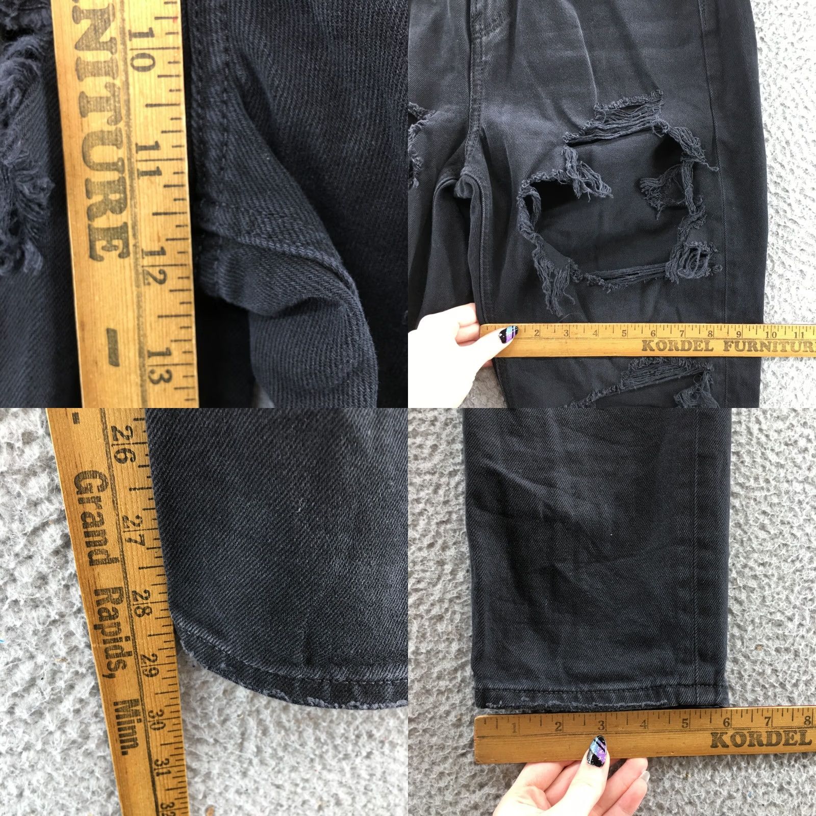 American Eagle Outfitters American Eagle Mom Jeans Womens 4R Black High Rise Distressed Size 27" / US 4 / IT 40 - 8 Thumbnail