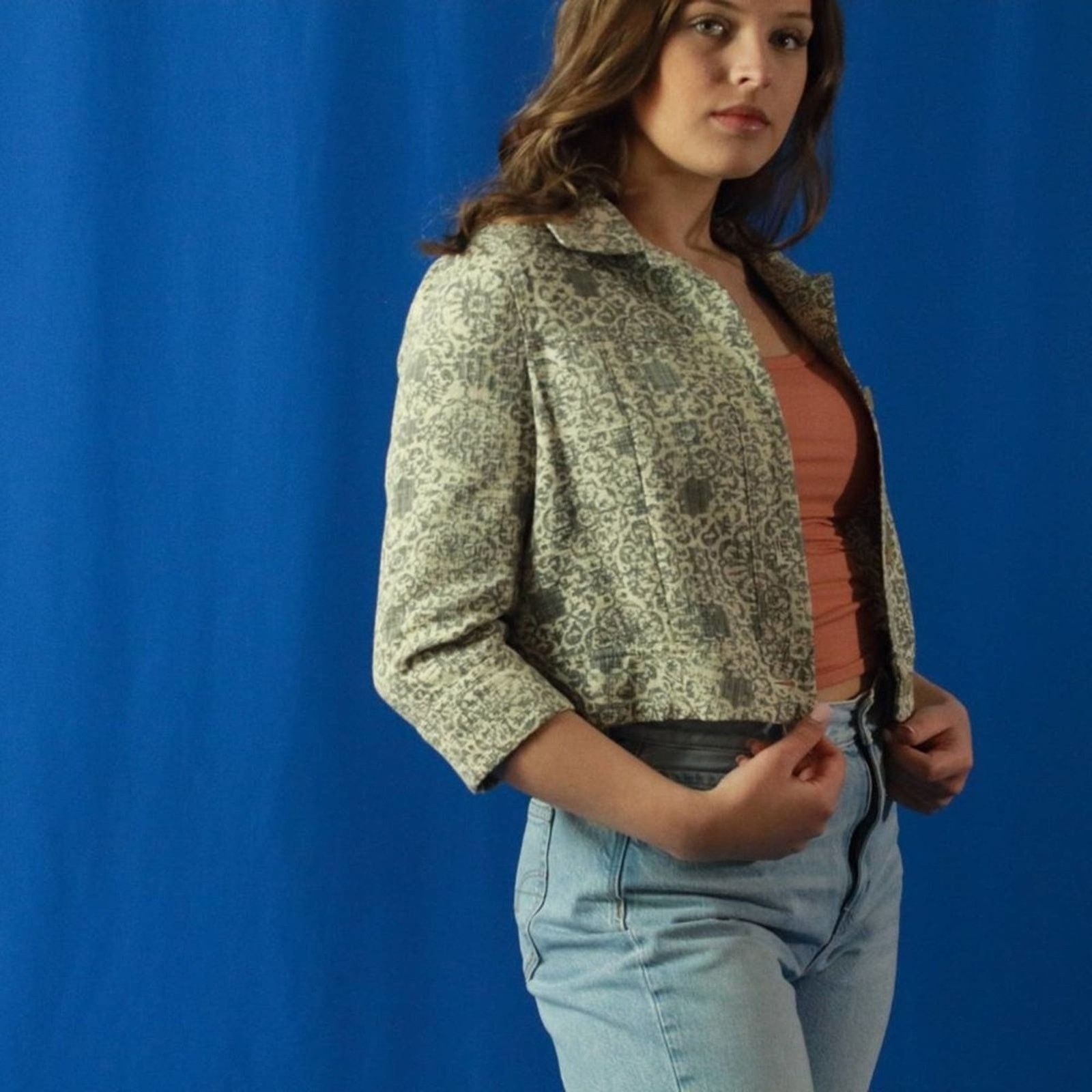 Theory Theory Ecru Brocade Cropped Box Jacket - M Size M / US 6-8 / IT 42-44 - 3 Thumbnail