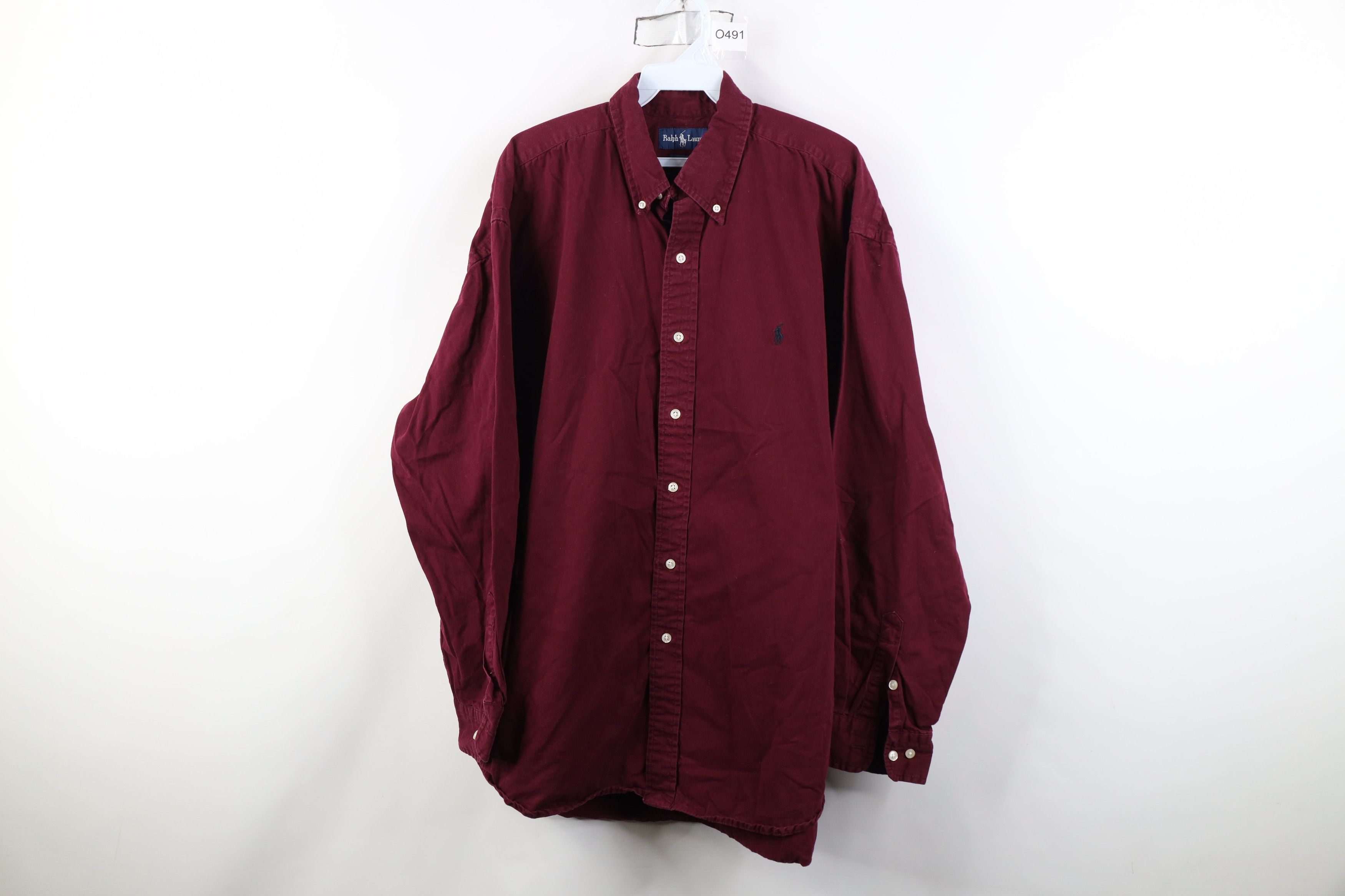 Polo Ralph Lauren Vintage 90s Ralph Lauren Collared Button Down Shirt Burgundy Size US XL / EU 56 / 4 - 1 Thumbnail