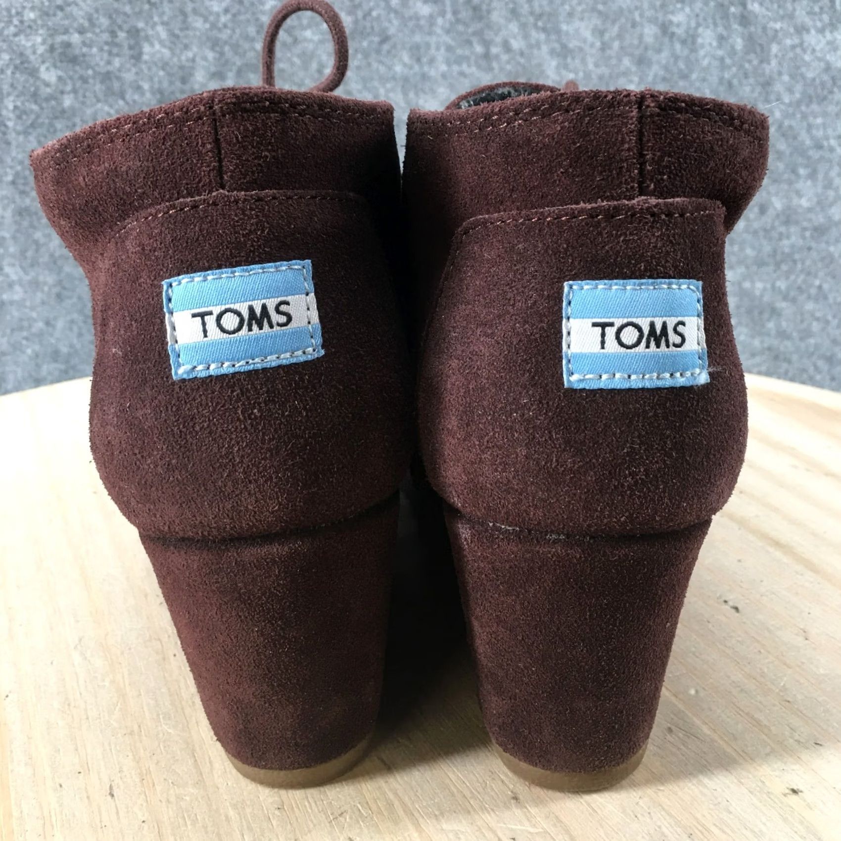 Toms Toms Boots Womens 9 Wedge Ankle Booties Brown Leather Lace Up Casual Round Toe Shoes Mens? Size US 9 / IT 39 - 6 Thumbnail