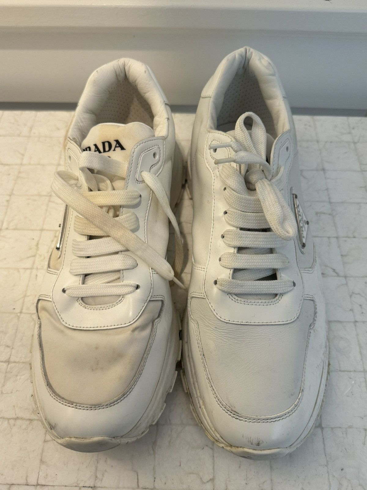 Prada Prada White Prax 01 Re-Nylon and Leather sneakers Size US 10.5 / EU 43-44 - 5 Thumbnail