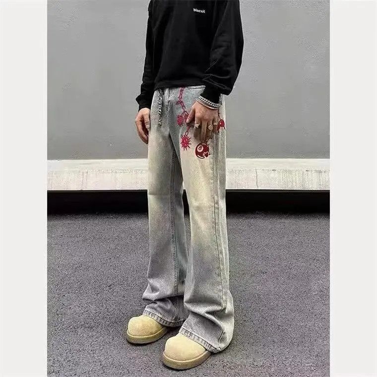 Japanese Brand Vintage Yellow Clay Red Embroidered Meteor Hammer Jeans Size US 32 / EU 48 - 5 Thumbnail
