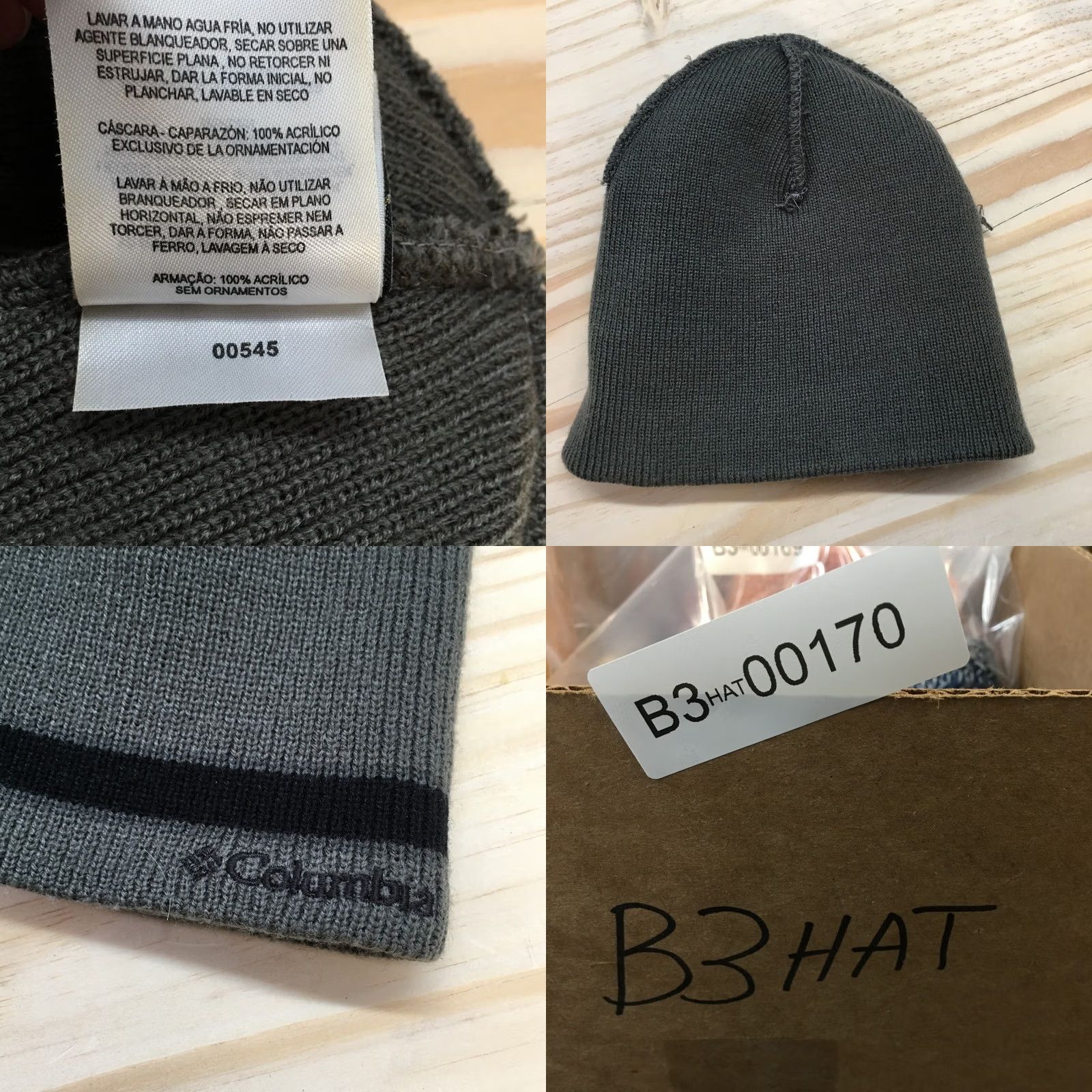 Vintage Columbia Sportswear Beanie Hat Mens Gray Black OS Adjustable Knitted Acrylic Size ONE SIZE - 9 Thumbnail