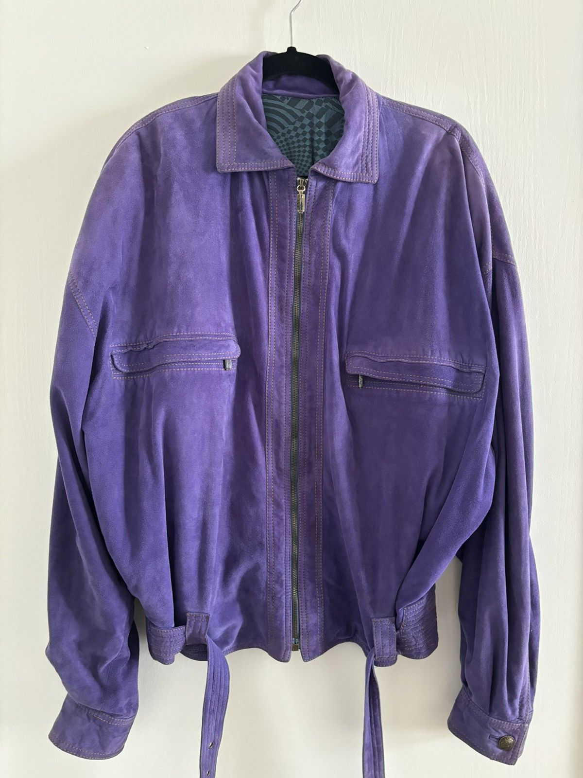 image of Purple Versace Suede Jacket, Men's (Size Medium)