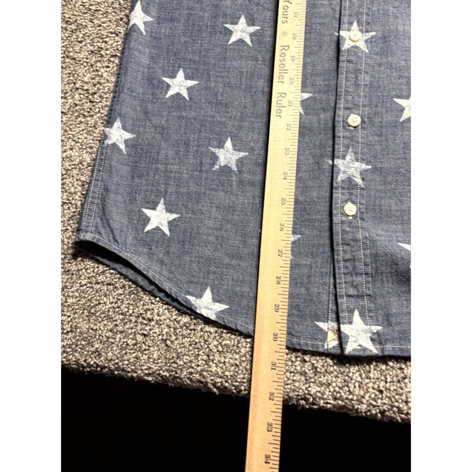 Ralph Lauren Denim & Supply Ralph Lauren Shirt Mens Medium Chambray Patriotic Stars Blue Button-Up Shirt Size US M / EU 48-50 / 2 - 7 Thumbnail