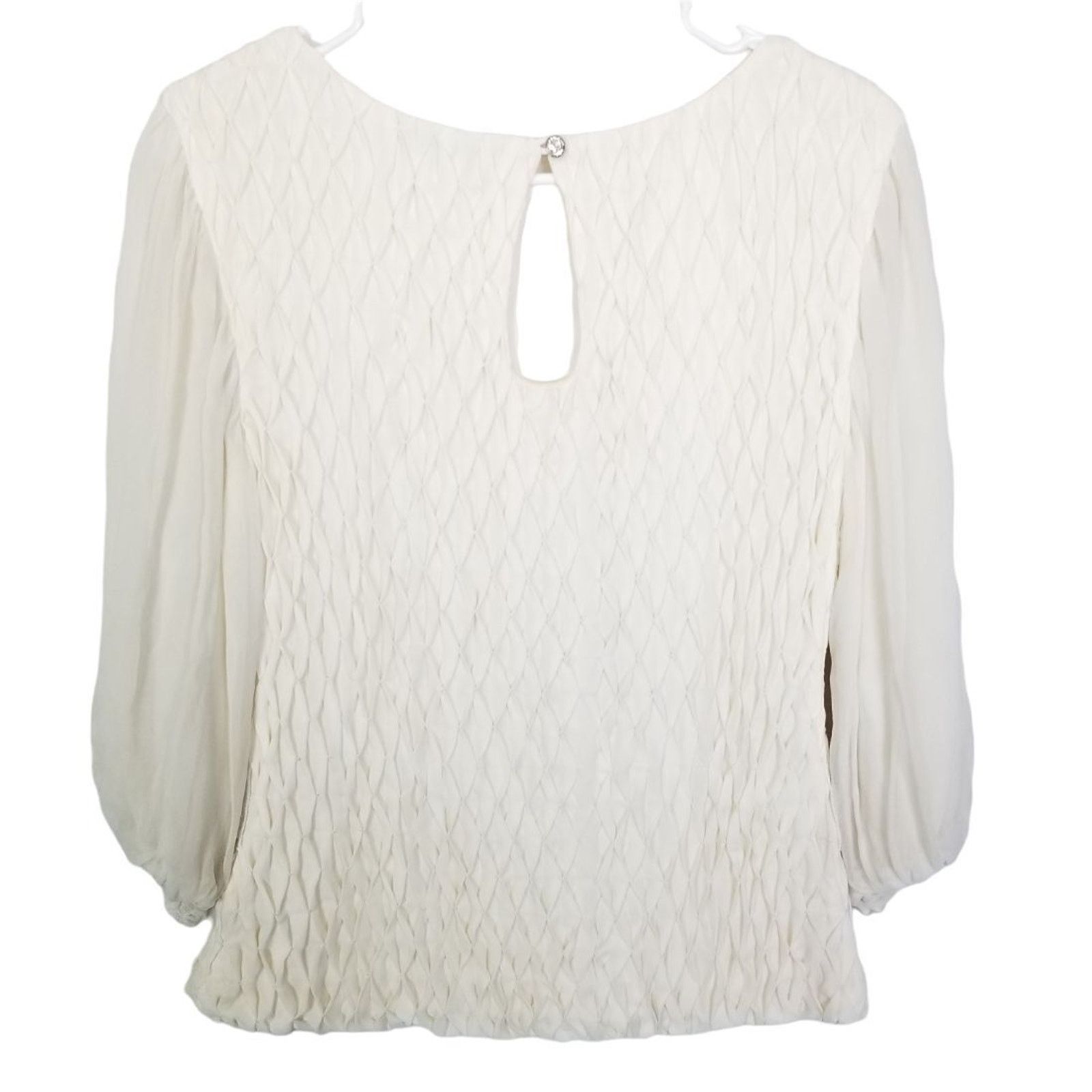 Alice + Olivia Alice + Olivia Silk Top Diamond Waffle Textured Quiet Luxury Size S / US 4 / IT 40 - 8 Thumbnail