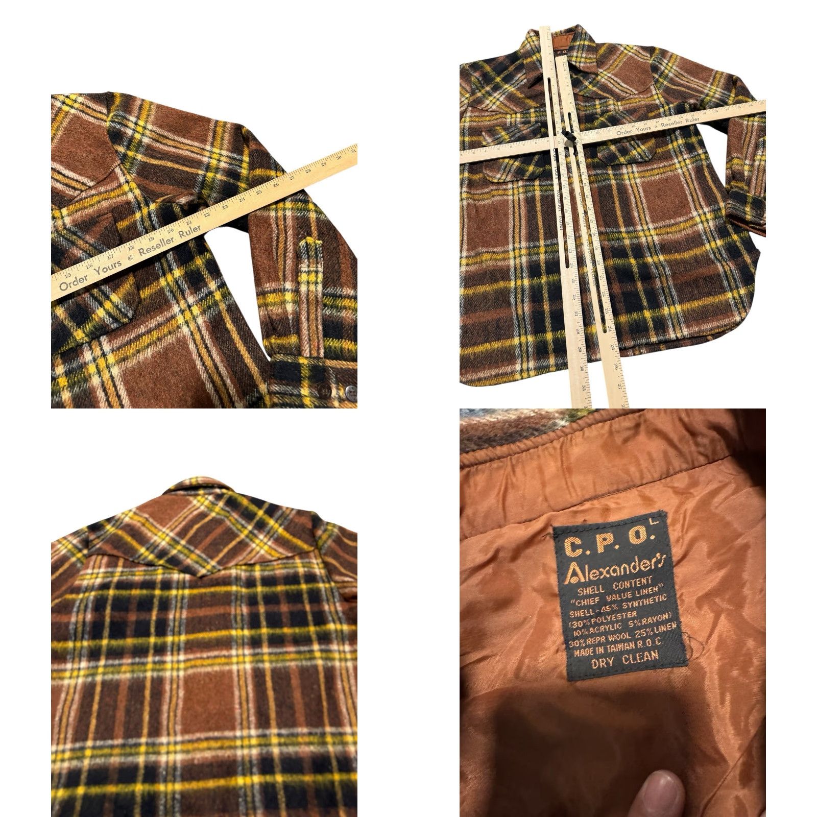 Vintage VGT 70s Alexander's CPO Shirt Jacket Mens L Plaid Wool Linen Blend Anchor Button Shirt Jacket Size US L / EU 52-54 / 3 - 10 Thumbnail