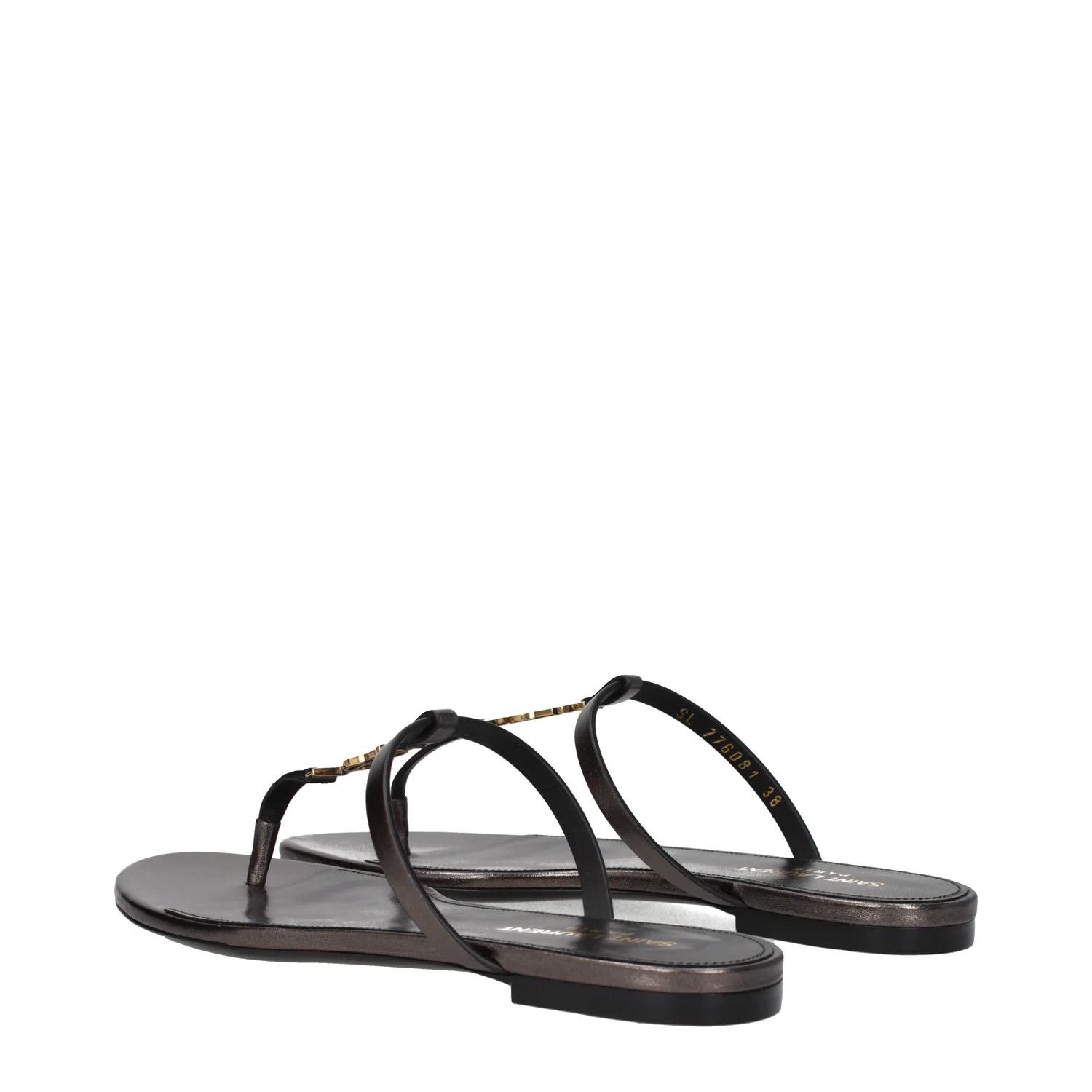 Saint Laurent Paris ob1o1e1124 Leather Flip Flops in Brown/Bronze Size US 8.5 / IT 38.5 - 4 Thumbnail