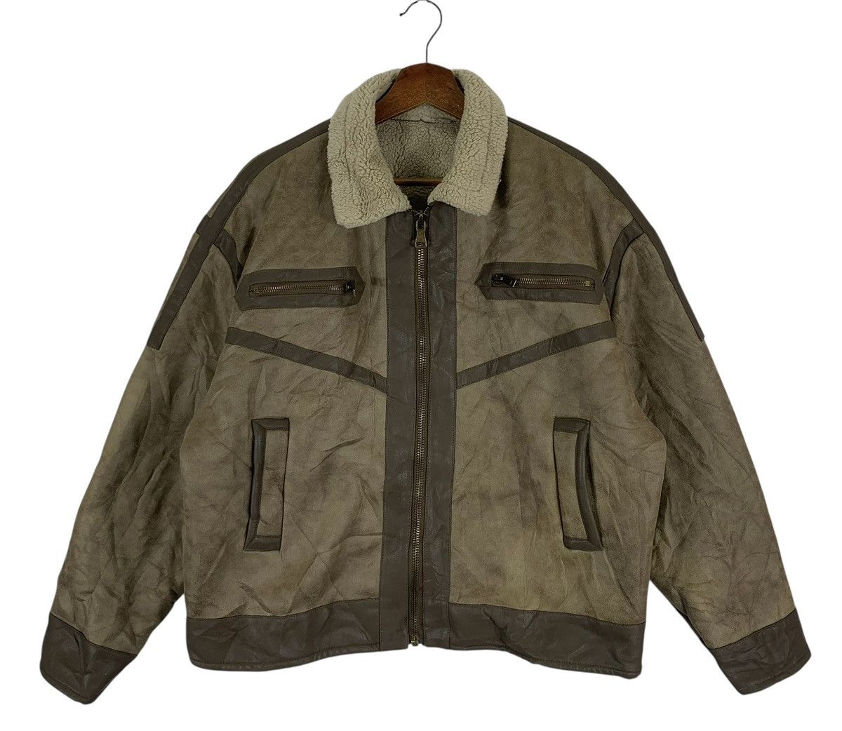 Leather Vintage B-3 Style Aviator Faux Sherling Jacket Size US M / EU 48-50 / 2 - 1 Thumbnail