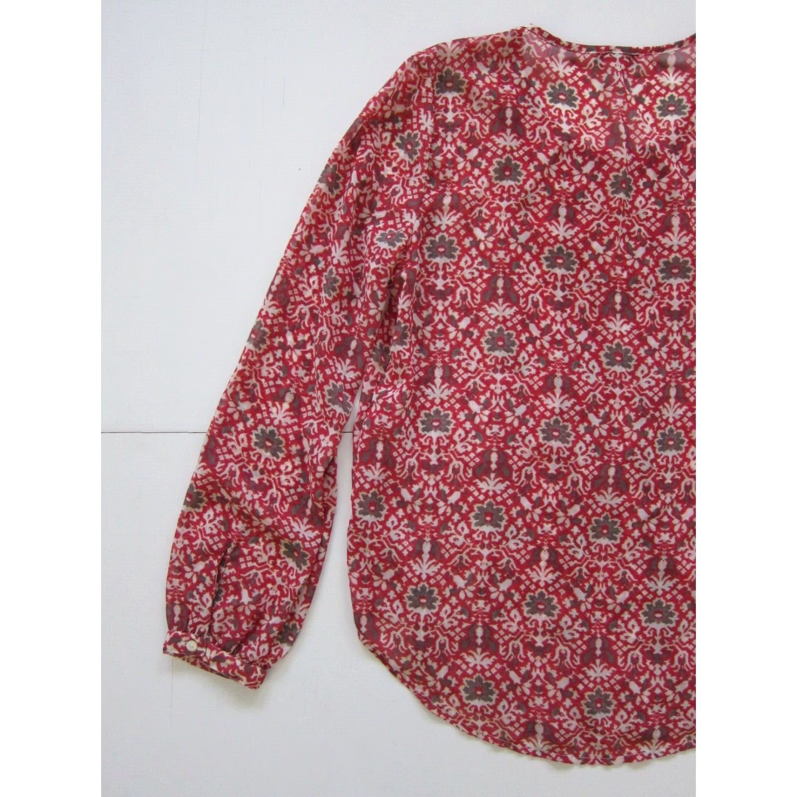 Lucky Brand Lucky Brand Red Embroidered Paisley Long Sleeve Button Down Blouse S Womens Size S / US 4 / IT 40 - 5 Thumbnail