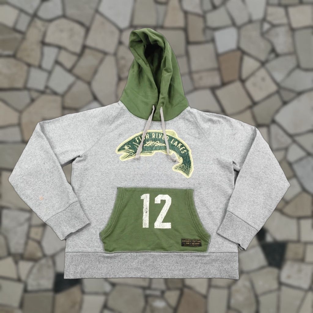 Todd Snyder VINTAGE Todd Snyder Hoodie Mens Medium Gray Green Graphic Pullover Fish River Outdoor Size US M / EU 48-50 / 2 - 1 Thumbnail