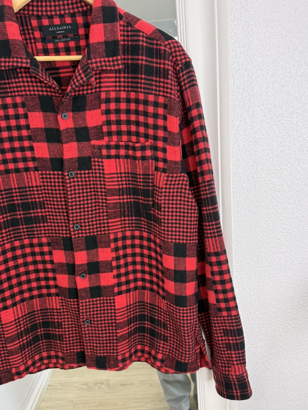 Allsaints Allsaints Brucker Shirt Plain Heavy Shirt Red/Black Size: M Size US M / EU 48-50 / 2 - 8 Thumbnail