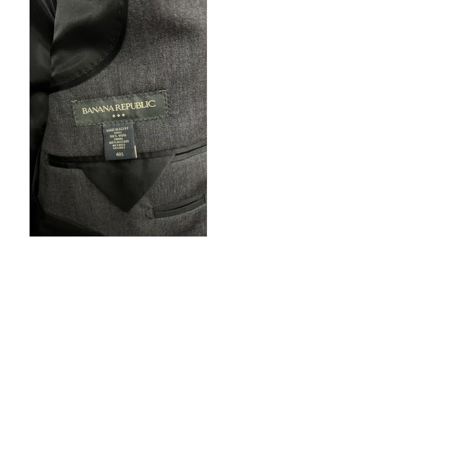 Banana Republic Banana Republic Blazer Mens 40S Gray Wool 3-Button Regular Fit Jacket/Coat Short Length Size 40R - 9 Thumbnail