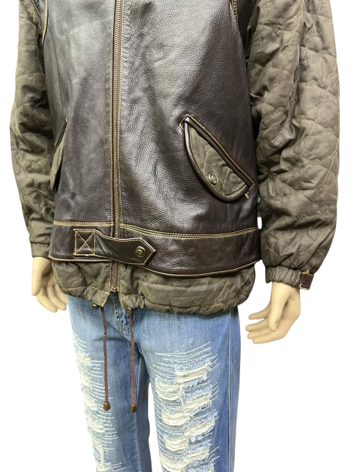 Vintage VIANUOVA Insane Rare Hybrid Leather Kangaroo Pocket Jacket Size US M / EU 48-50 / 2 - 11 Thumbnail