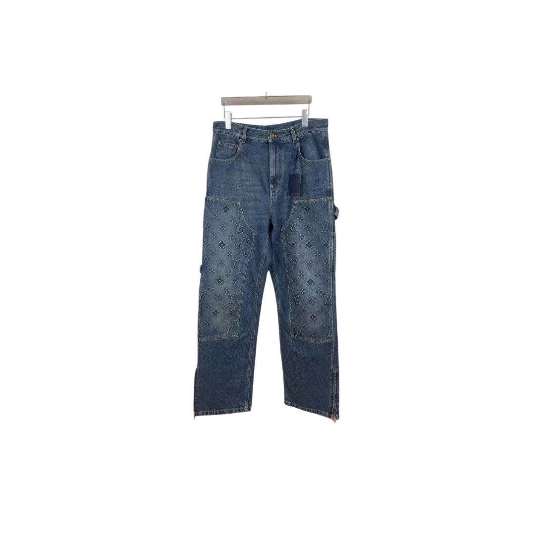 送料無料 LV Monogram Detail Carpenter Denim Pants デニム/ジーンズ