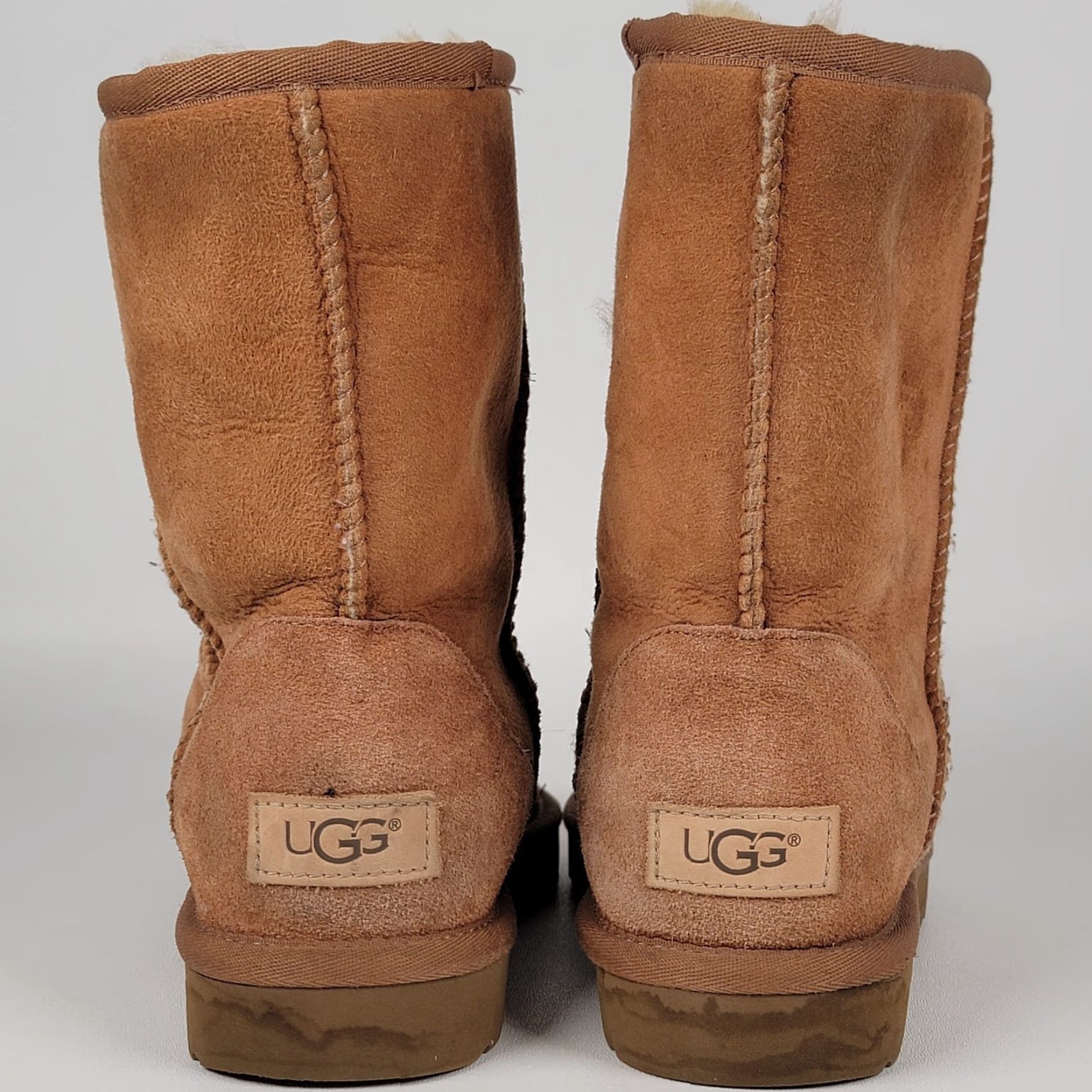 Ugg UGG Classic Short II Boots Suede Sheepskin Chestnut Brown Women 8 US 39 EU Slip-On Casual Winter Flat Heel Platform Brown Logo M Mid-Calf Shoes Size 30" / US 8 / IT 44 - 7 Thumbnail