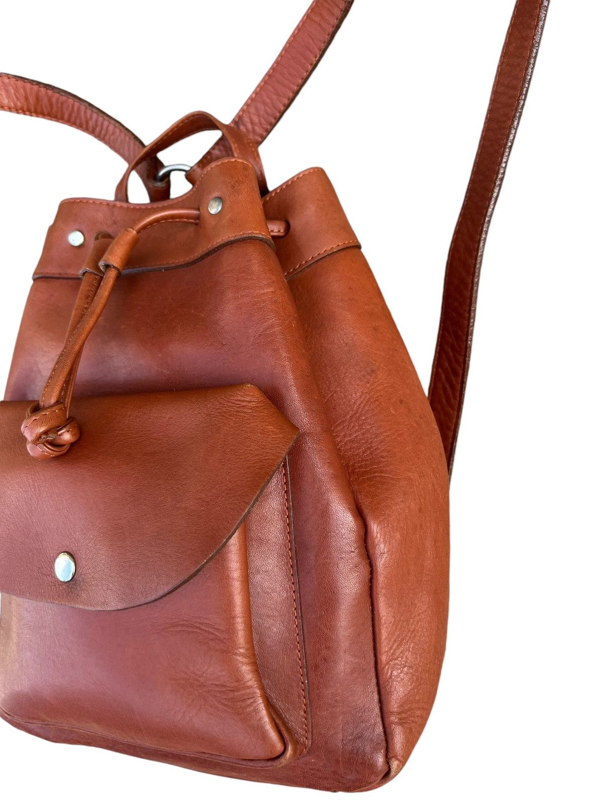 Leather Vintage Unknown Japan High Quality Leather Backpack Bag Size ONE SIZE - 6 Thumbnail