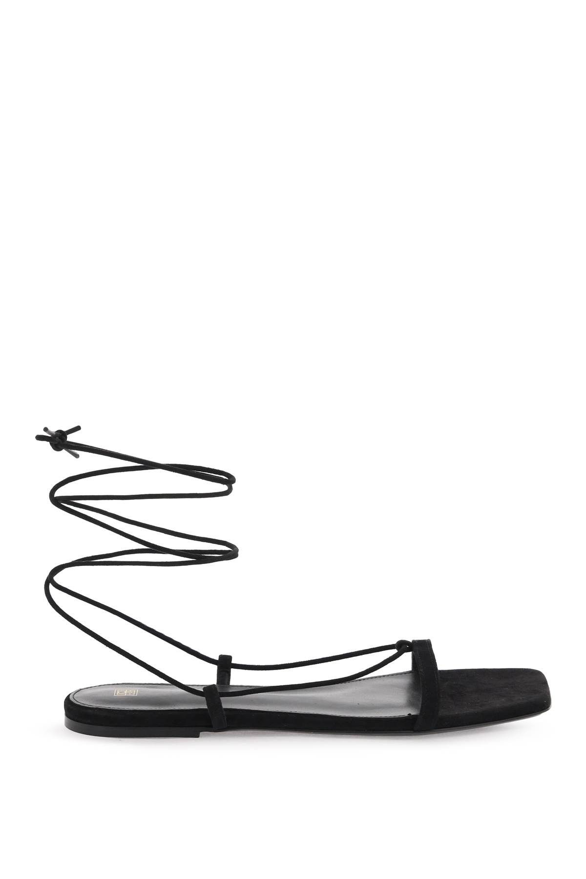 image of Toteme Suede Sandals For Women in Black (Size 11)