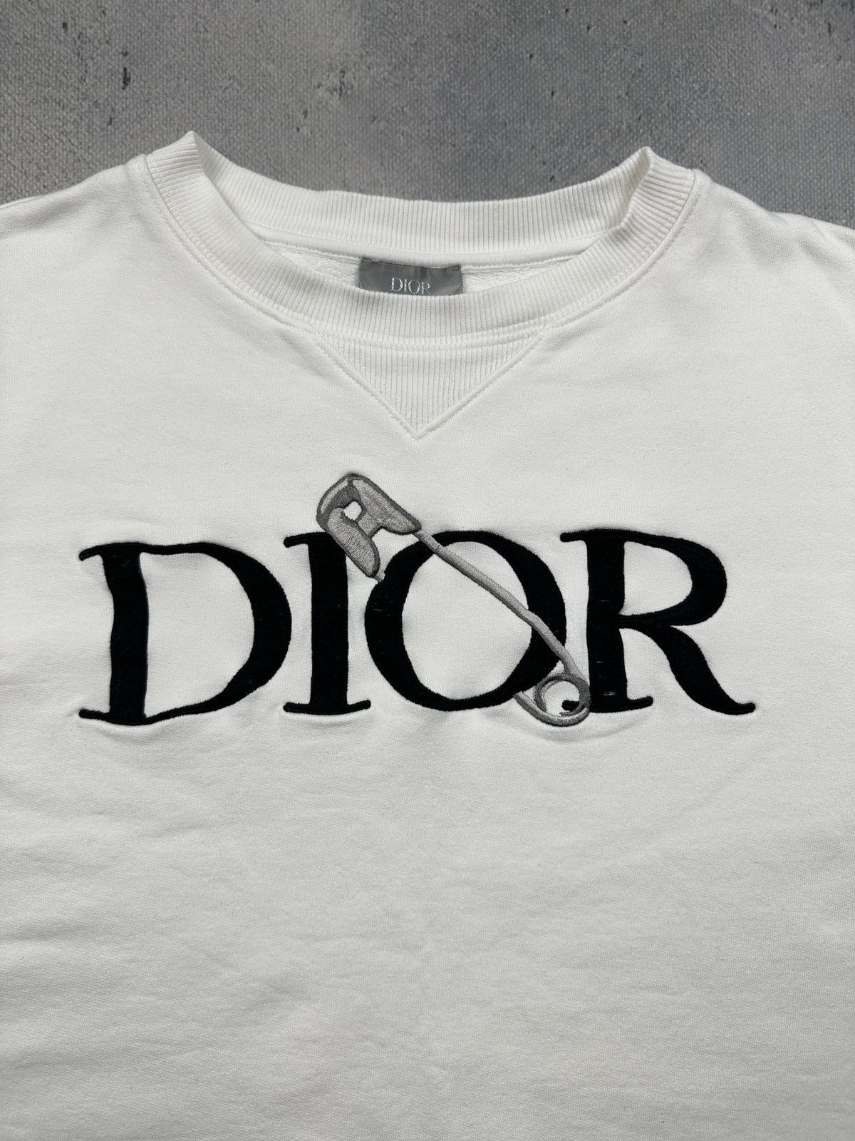 Dior Dior Safety Pin Embroidered Logo Sweatshirt White Lux Fleece Size US L / EU 52-54 / 3 - 6 Thumbnail