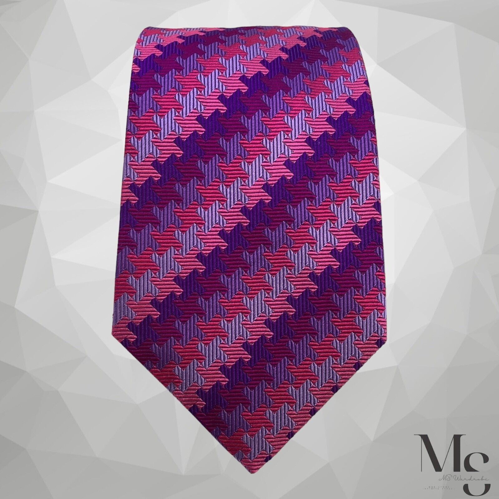 Turnbull & Asser TURNBULL & ASSER Purple Puppytooth Silk Tie Made In England Size ONE SIZE - 3 Thumbnail