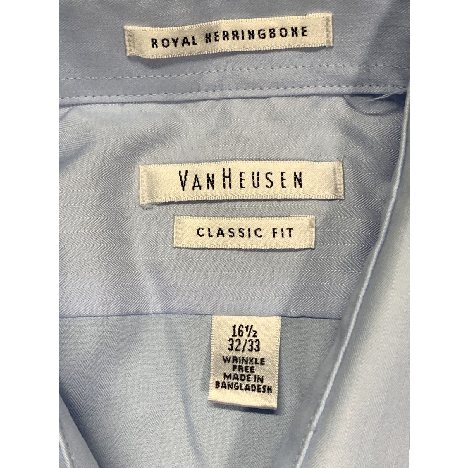 Van Heusen Van Heusen Blue Long Sleeve Men Dress Shirt Wrinkle Free Fitted 16 1/2 32/33 Size 42R - 6 Thumbnail