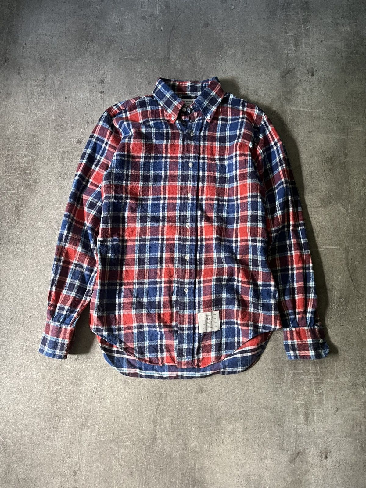 Thom Browne Thom Browne flannel red navy plaid button up shirt Size US L / EU 52-54 / 3 - 1 Thumbnail