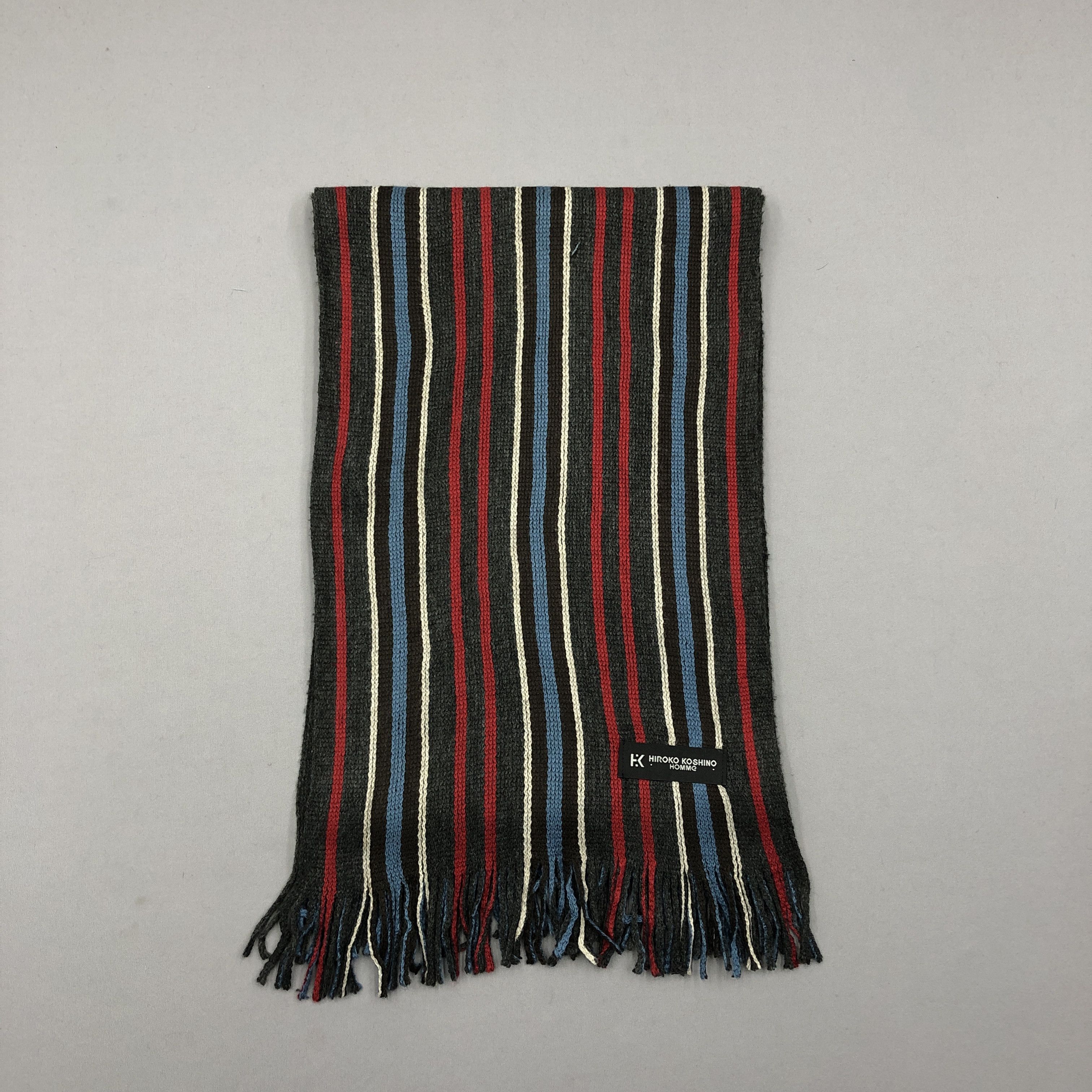 Hiroko Koshino Homme Vintage Hiroko Koshino Scarf Ribbed Knit Wool Scarves Size ONE SIZE - 2 Thumbnail