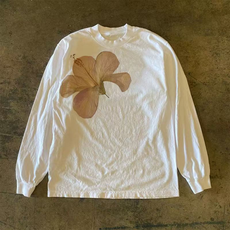 Japanese Brand White washed vintage floral print long-sleeved t-shirt Size US M / EU 48-50 / 2 - 1 Thumbnail