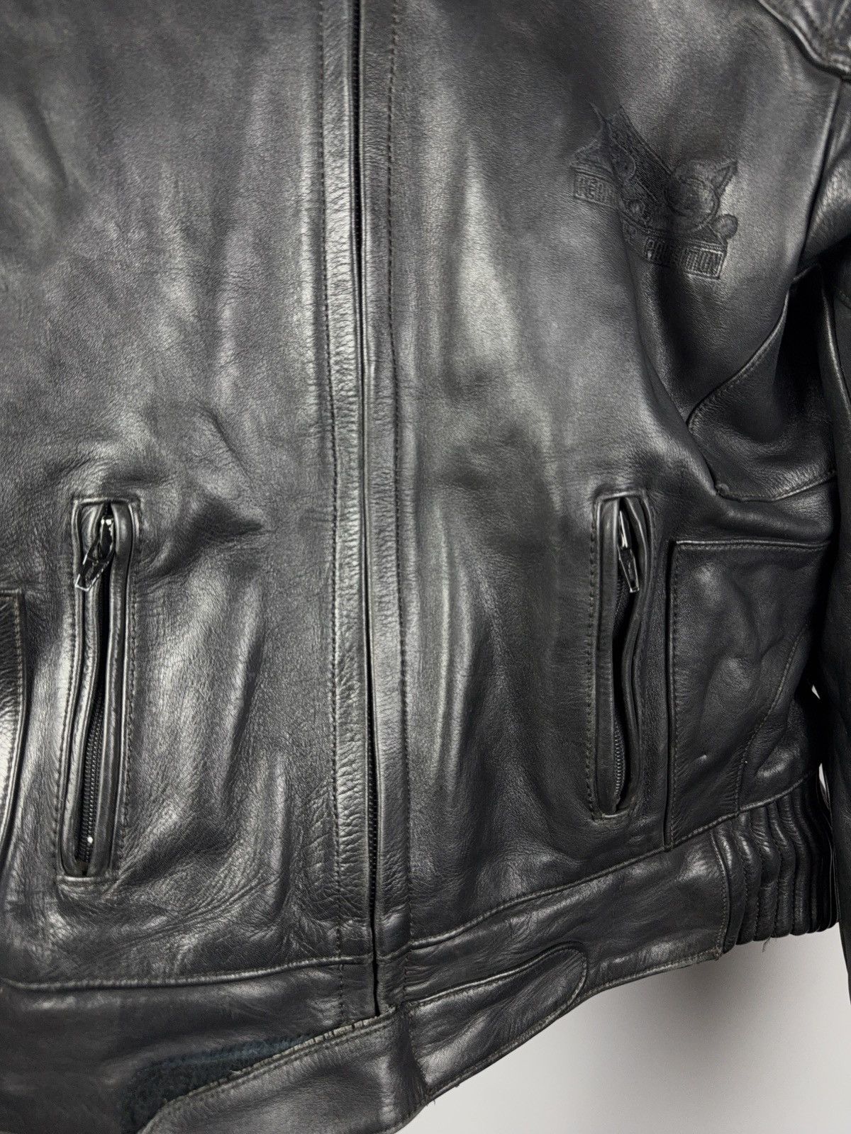 Leather Vntg 00s Heavy Leather Racing MOTO R.S. Bomber Jacket Punk Size US XL / EU 56 / 4 - 6 Thumbnail