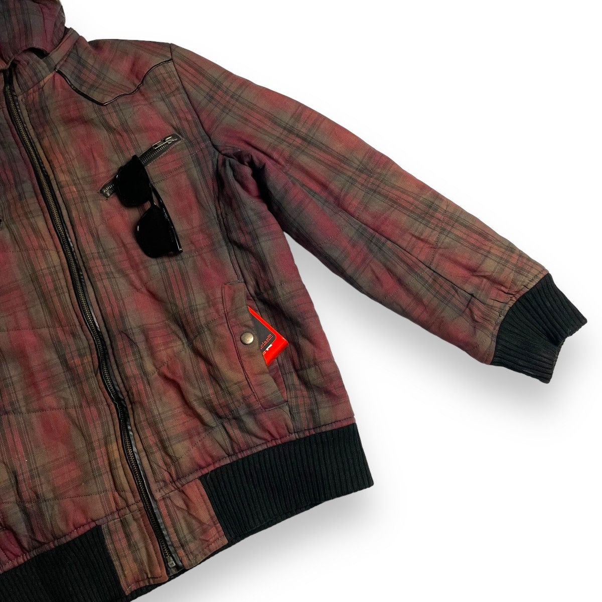 If Six Was Nine × Japanese Brand × Le Grande Bleu (L.G.B.) 🇯🇵 SUN FADED RUSH HOUR TARTAN FUR HOODIE FULL ZIP JACKET Size US L / EU 52-54 / 3 - 6 Thumbnail